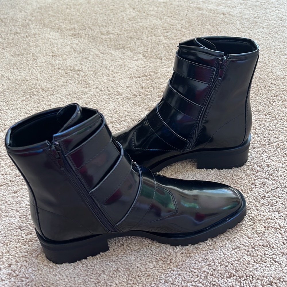 NWOB! Nanette Lepore 9M black iggy embellished buckle boots. - Picture 6 of 11